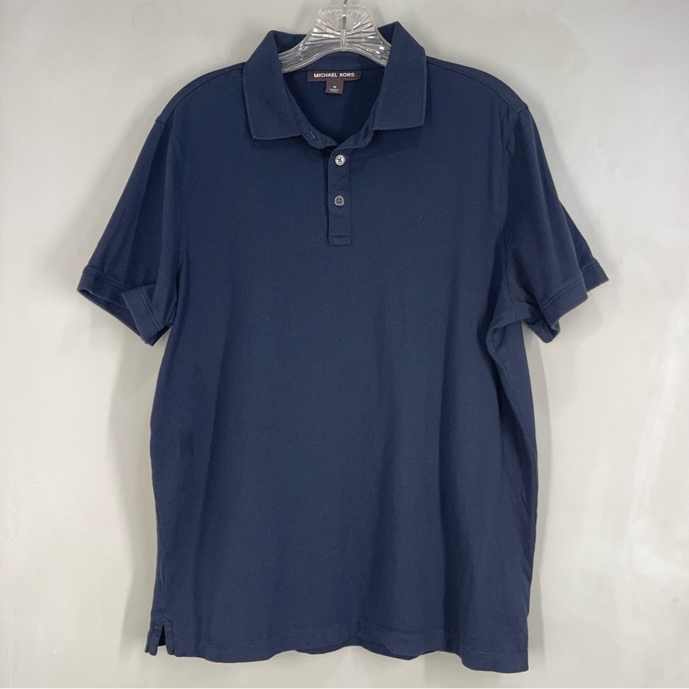 Michael Kors Mens Medium Pima Cotton Polo Shirt Blue Short Sleeve Pullover M